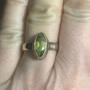Elegant Green Peridot Stone Silver Ring